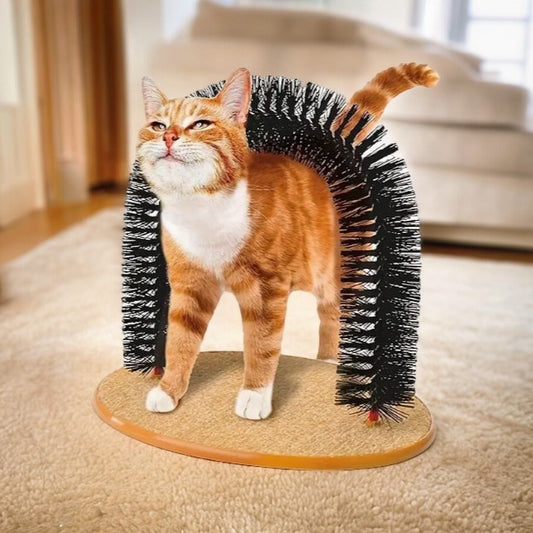 Self-Grooming Cat Toy Arch with Scratch Pad