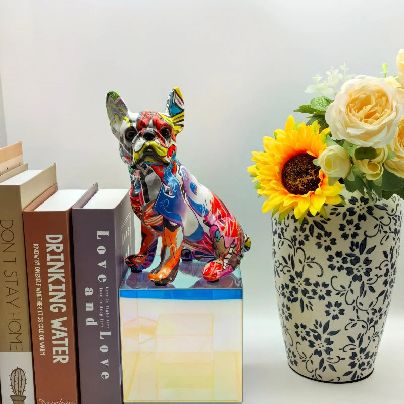 Colorful Standing French Bulldog Resin Statue